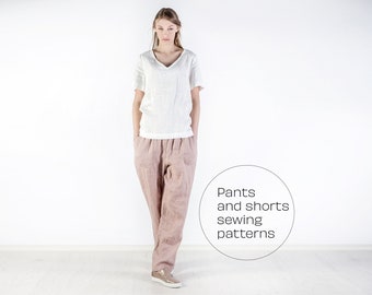 Womens pants and shorts patterns, 2in1, Stella trousers and shorts patterns with pockets, Pants sewing pattern, Trousers Pattern PDF