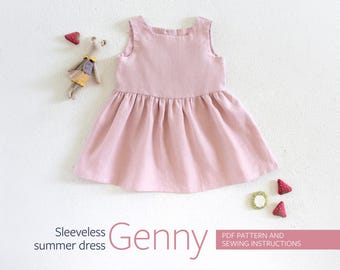 Girls dress pattern, Kids dress pattern, Smock dress sewing pattern, Girls summer dress Pattern 3m-6Y