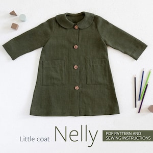 Girl&#39;s coat pattern, Kid&#39;s jacket pattern with pockets, Toddler jacket sewing pattern, Girl&#39;s jacket pattern 6-11 Years, only in EN