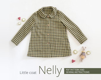 Patrón de abrigo para niña o niño, Patrón de chaqueta para niño con bolsillos, Patrón de costura de chaqueta para niño pequeño, Patrón de chaqueta de lana para niña de 6 a 11 años