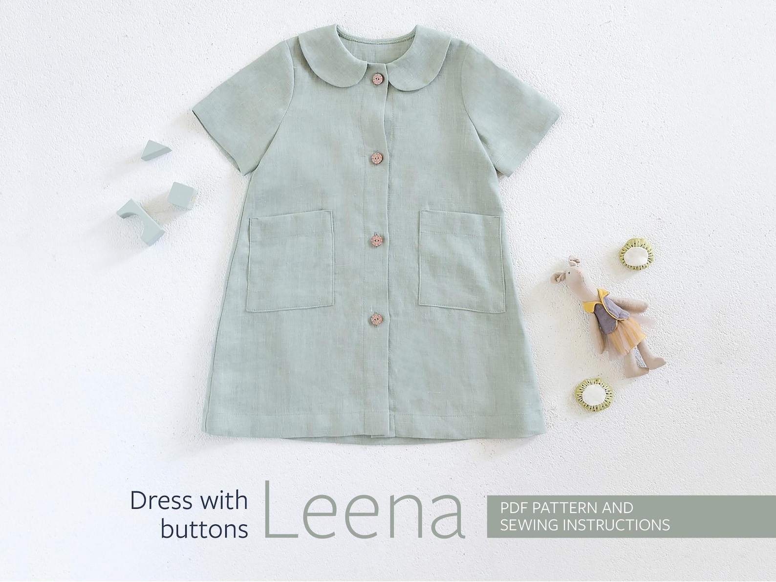 Girl's Dress Pattern, Kid's Dress Pattern With Pockets, Toddler Dress ...