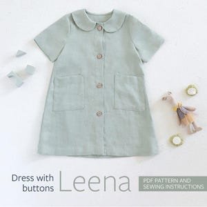 Girl&#39;s dress pattern, Kid&#39;s dress pattern with pockets, Toddler dress sewing pattern, Girl&#39;s robe Pattern 6-11 Years, DRESS PATTERN