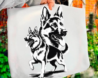 Majestic German Shepherd Dog PNG - Realistic Digital Pet Portrait - Detailed Sublimation Art for Dog Lovers & Pet Owners