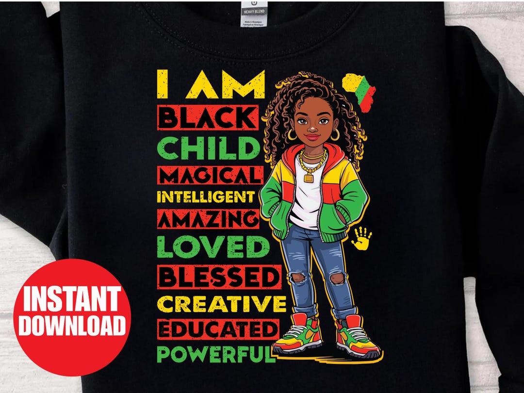 I Am Black Child Afro Girl Youth Sweatshirt African American Pride Black History Month TS02
