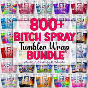 Más de 800 diseños de paquetes de aerosoles para perras, archivo PNG de envoltura para vaso de 20 oz Bitch Be Gone para sublimación, aerosol Rainbow Bitch, PNG para vaso, descargar PNG