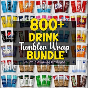 Liquor & Soda 800+ Design Bundle Tumbler Wrap Print Shop Starter Pack, 20oz Sublimation Skinny Tumbler 9.3x8.2 inch PNG Beverage Beer Drinks