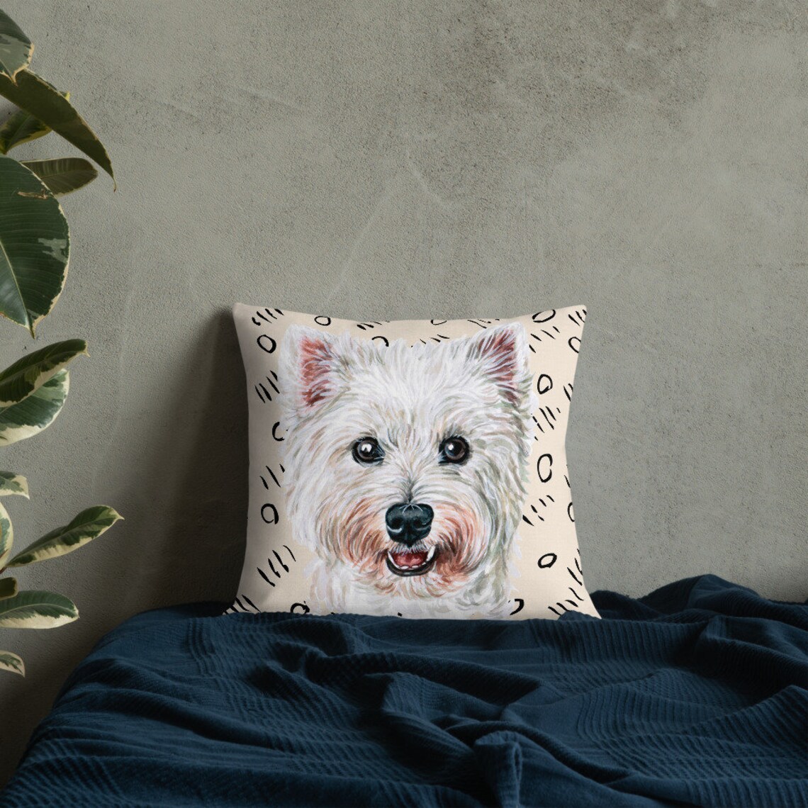 westie throw pillow