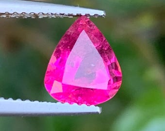 1.95cts Natural Hot Pink Tourmaline Faseted Teardrop Shaped Gemstone
