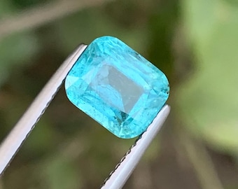 2.85ct Natural Neon Blue Tourmaline; Step Cushion Cut Gemstone - Ring Size