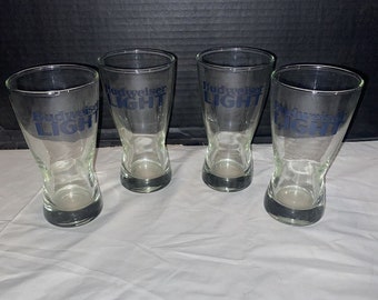 Set of 4 Vintage Budweiser Light Beer Glasses Tumblers Rare 1980’s Bud Light