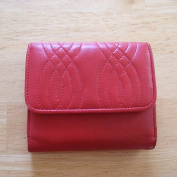 Red Vintage Leather Pocket Wallet Womens