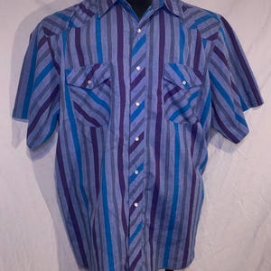 Vintage Rustler Multicolor Gestreifte Perle Snap X-Long Tails Westernhemd Männer XXL