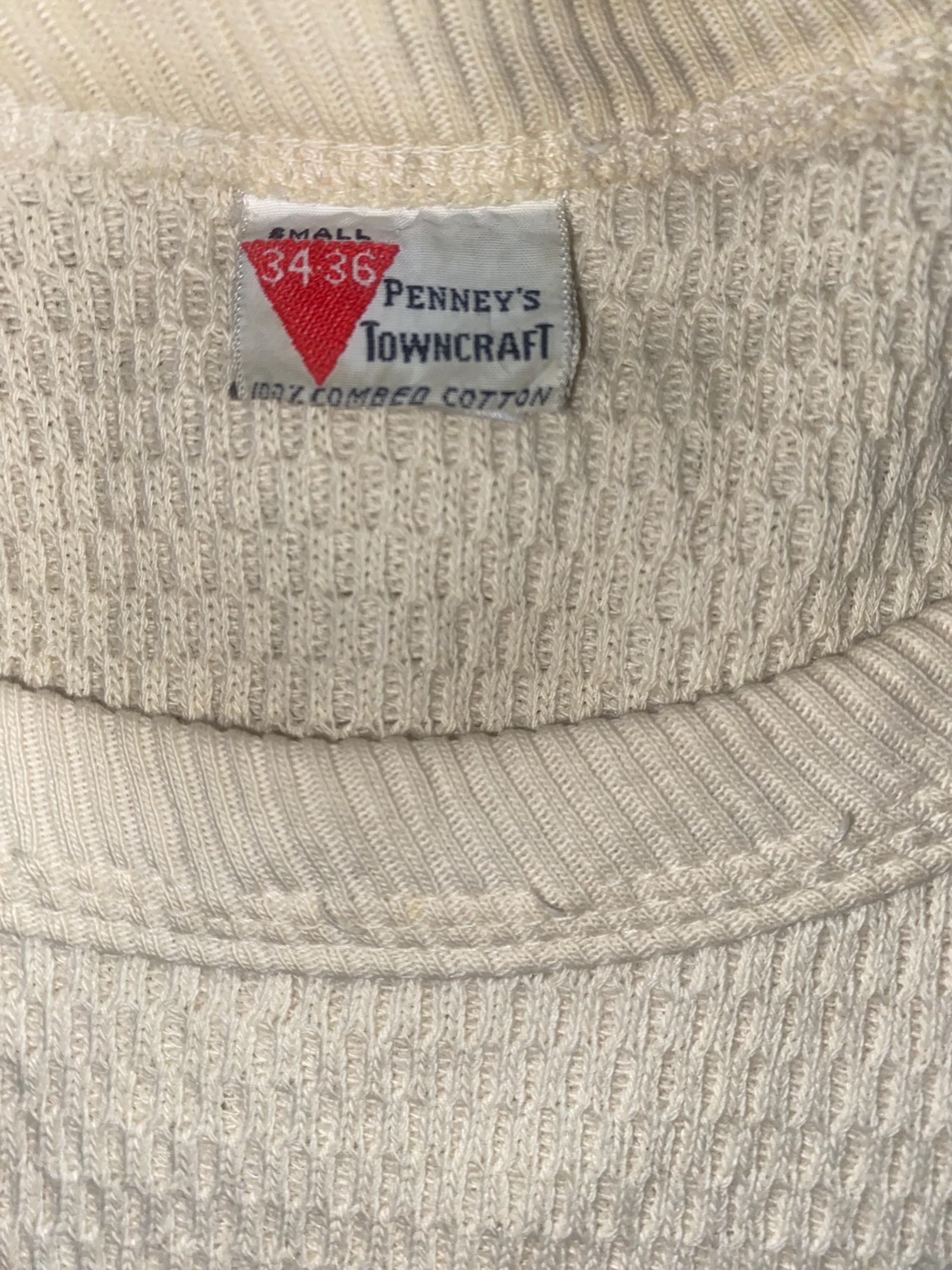 Vintage JC Penney Towncraft Thermal Shirt Small Waffle Knit 60s 