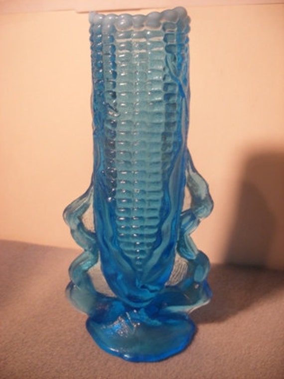 Items similar to Vintage 1950's Blue Corn Vase by L.G. Wright on Etsy