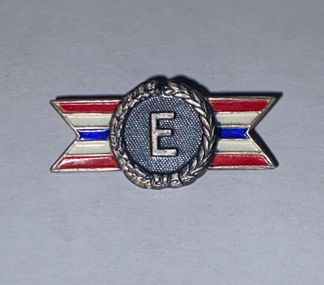 Efficiency Ribbon Vintage WWII Navy E for Efficiency Award Pin -sterling Silver ...
