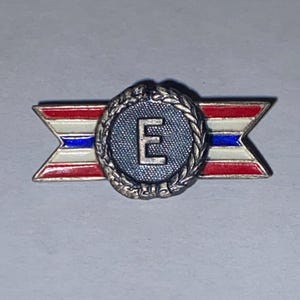 Vintage WWII Navy E for Efficiency Award Pin -Sterling Silver Collectible Badge