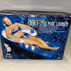 NOS Poolmaster French Style Classic Pool Lounger 66&quot;x31&quot; Aqua Green