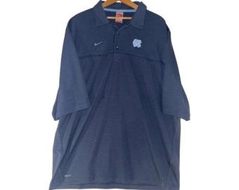 Vintage Nike Team North Carolina Tarheels Polo Shirt Mens XL Blue Swoosh Y2K