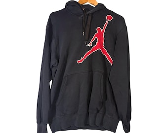 Vintage Air Jordan Jumpman Hoodie Mens Medium Black Sweatshirt