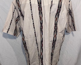Chemise Western Wrangler Vintage Homme L – Rouge Aztèque, Snaps, Rodéo