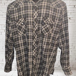 Vintage Wrangler Braun Flanell Perlen Snap Herrenhemd Größe 2XT