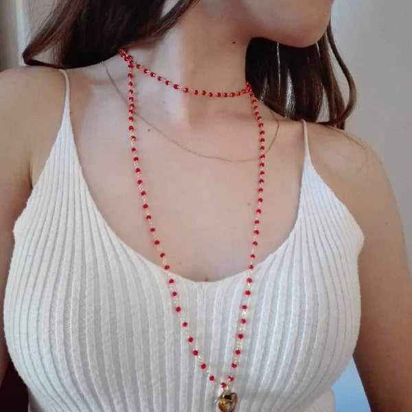 Beaded necklace - Bohemian necklace - colorful necklace - collana lunga perline - gioielli hippie