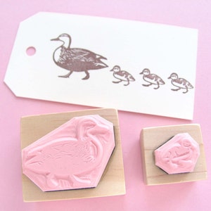 Hand Carved Rubber Stamp, Marching Ducks set of 2 image 4