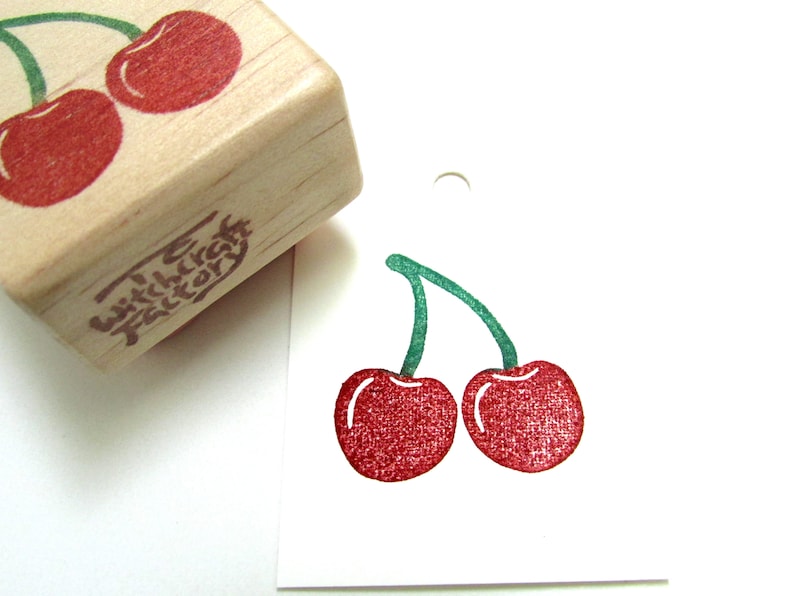 Cherry, Hand Carved Rubber Stamp image 1