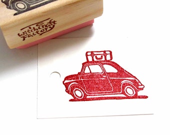 Road Trip Stamp, Hand Carved Rubber Stamp