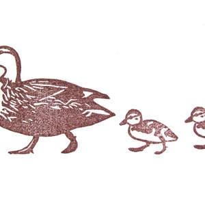 Hand Carved Rubber Stamp, Marching Ducks set of 2 image 2