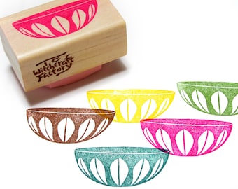 Catherineholm Vintage Bowl Stamp, Hand Carved Rubber Stamp