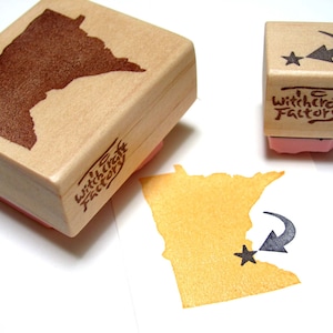 State Stamp set of 2, Hand Carved Rubber Stamp