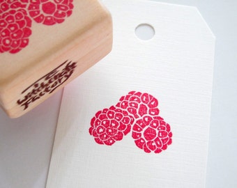 Raspberry Hand Carved Rubber Stamp