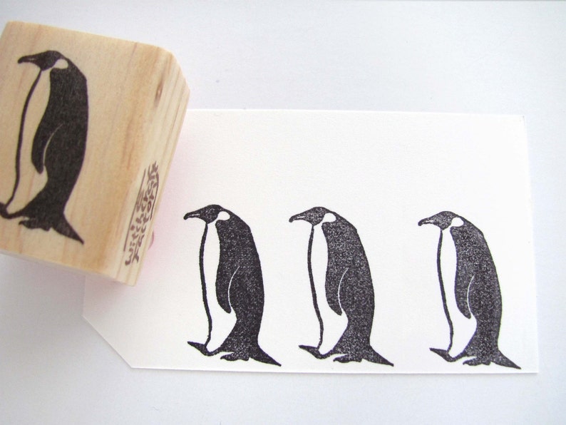 Walking Penguin, Hand Carved Stamp image 2