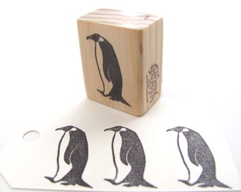 Walking Penguin, Hand Carved Stamp