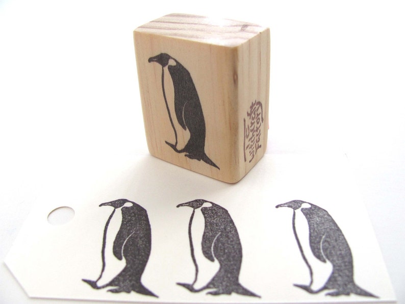 Walking Penguin, Hand Carved Stamp image 1