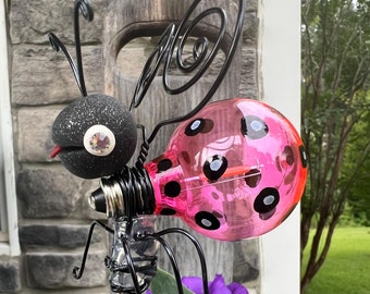 Ladybug garden stake, potted plant decor, gifts for her,