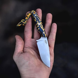 Handmade Mini Neck Knife: Hand Forged Steel, G-Carta Handle, Handcrafted Leather Sheath