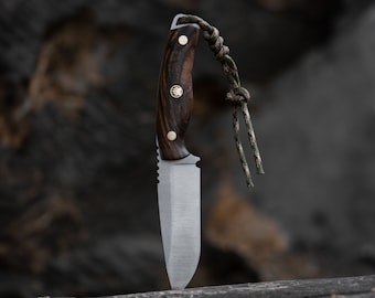 Handmade Wooden Handle Survival Knife for Outdoor Adventures, Camping - Custom Knife, Best Gift for Men, Veterans Day Gift, Wilderness Tools
