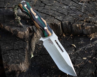 Personalized Survival Knife, Custom Camping Bushcraft Fixed Blade, Personalizable Custom Survival Knife For Him, Christmas Gift for Dad