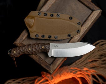 Bushcraft Knife with Kydex Sheath, Outdoor Cooking Chef Knife, Serbian Knife Almazan, Hunting Knives, Anniversary Gift