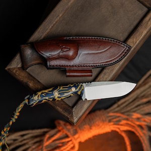 Faca de lâmina fixa de caça feita à mão com cabo G-Carta para equipamento de sobrevivência, melhor equipamento EDC, equipamento de bushcraft feito à mão, melhor presente para amantes de atividades ao ar livre