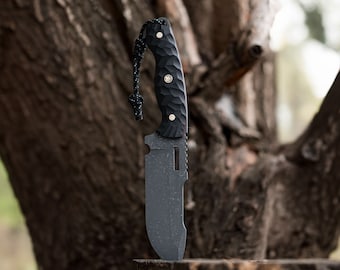Handmade Bushcraft Knife, Handcrafted Tactical Knife with Leather Sheath, Camping Knife, Survival Knife, Camping Knife, Gift for Hunter