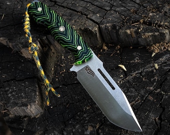 Bushcraft Knife with Leather Sheath, Utility Knife, Survival Gear, Handmade Stainless Steel Knives,Outdoor Equipment, New Years Gift Camper