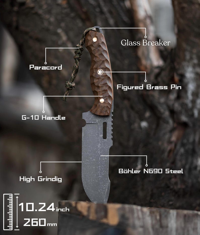 Black Blade, N690 Steel, Stainless Steel Knife, Hand Forged Knife,Bushcraft Knife