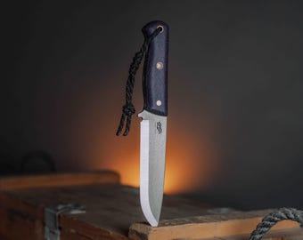 Handcrafted Bushcraft Knife with Leather Sheath | Custom Outdoor Gear, Scandi Grind, N690 Stainless Steel