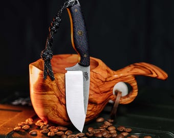 Personalized Pocket Knife with Leather Sheath, Hand-Crafted Neck Knife, Custom Engraved Outdoor Knife, Handmade EDC Knife, Gift For Men,