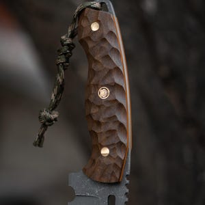 Forged Knife, Damascus Handmade Knives, Brass Pin,Figured Pin, Bear Claw