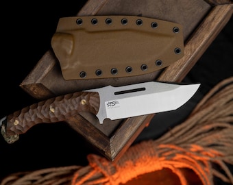 Personalized Camping Knife with Kydex Sheath, Handcrafted Knife Fixed Blade, Engraved Knife, Handmade  Customized Knife, Groomsmen Gift