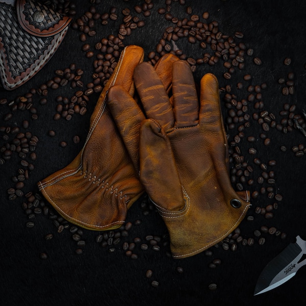 Bushcraft Cowhide Gloves | Handcrafted Fire Resistant Camping & Survival Calfskin Gloves